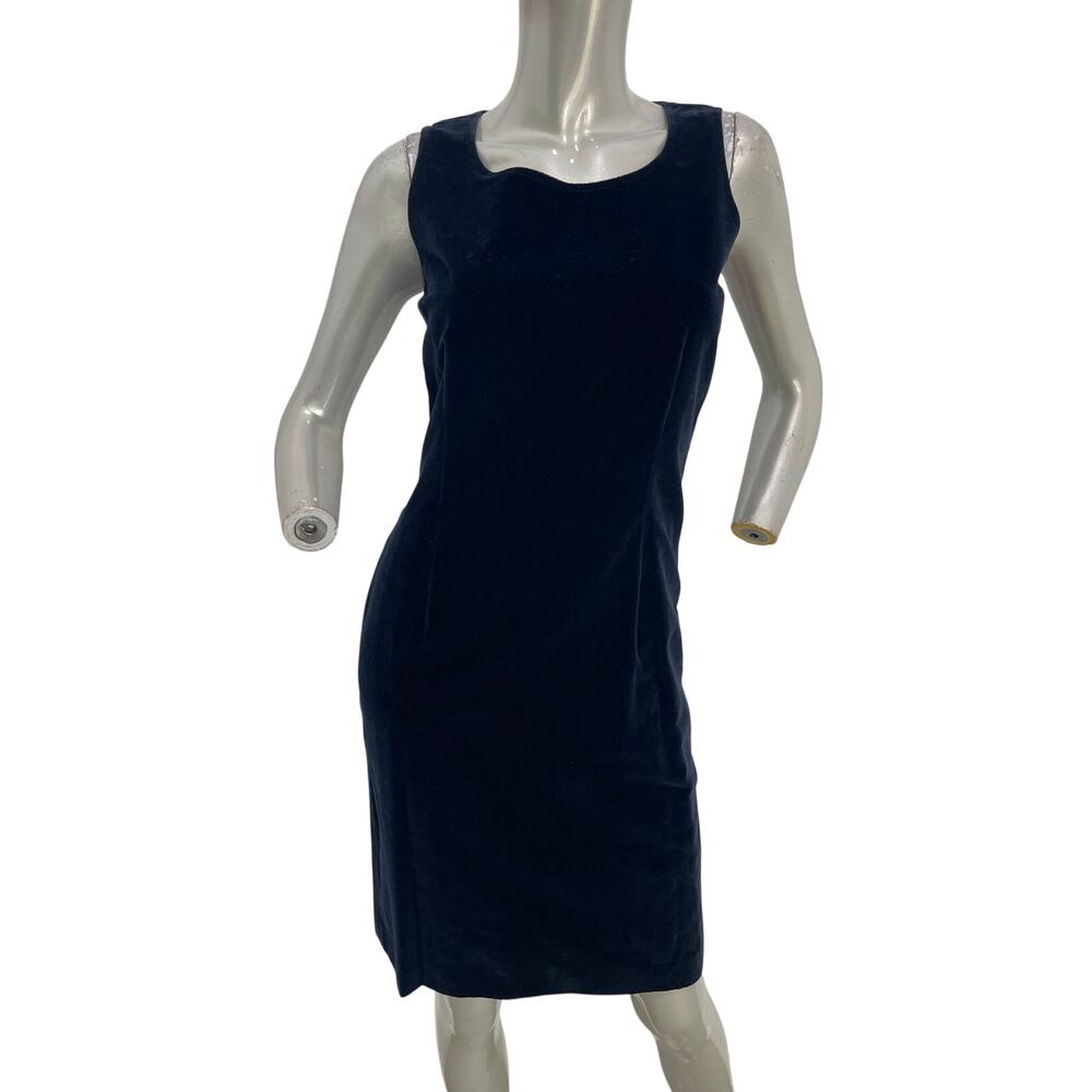 F by Faconnable  made in Italy sleeveless navy blue velvet sheath dress size 2